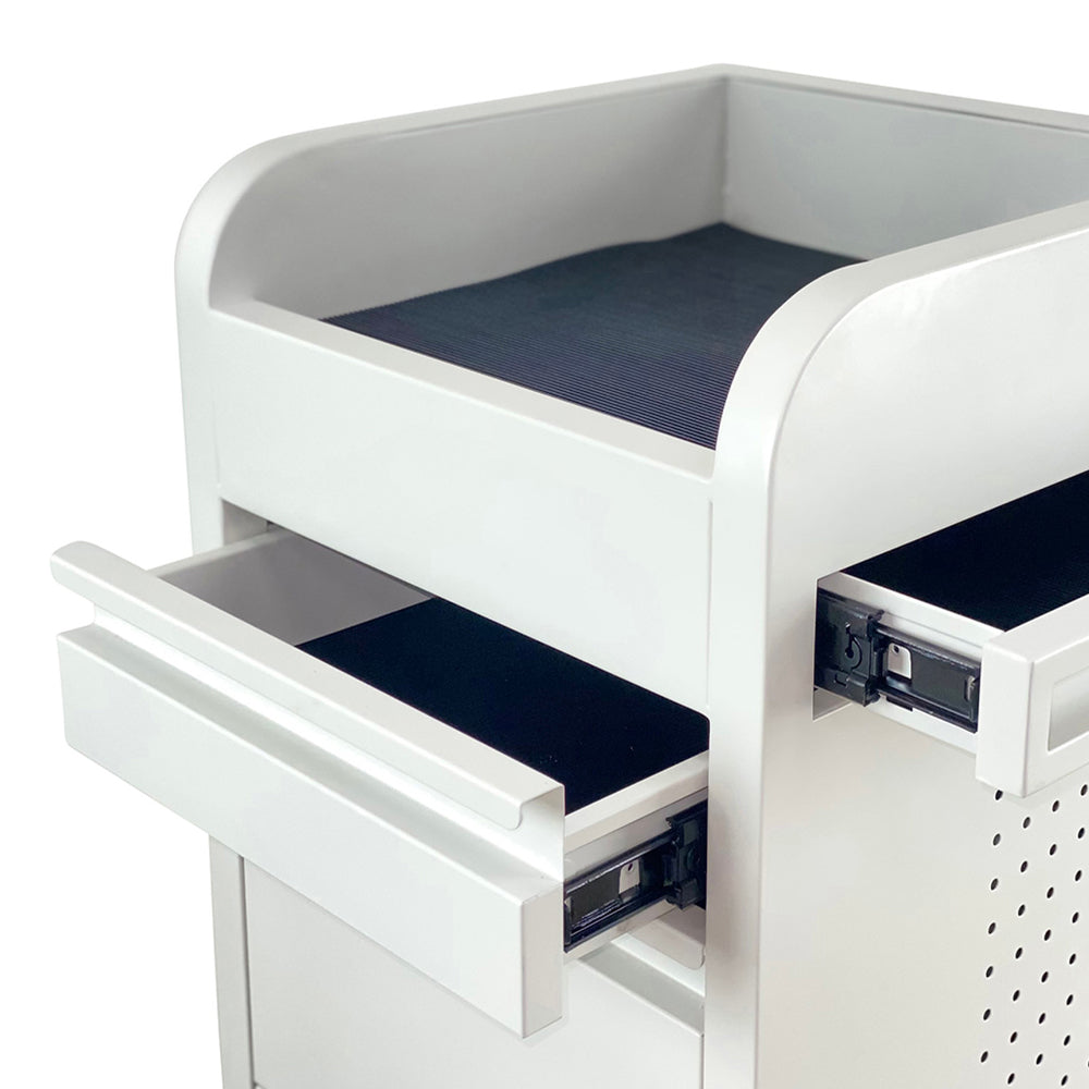 Joiken Fusion 4 Drawer Trolley with Clear Castor Wheels - White