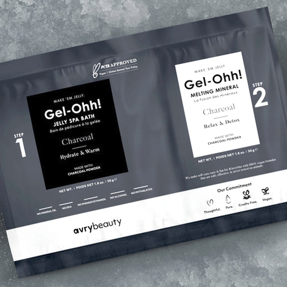 Avry Beauty Gel-Ohh! Jelly Spa 2-Step Soak & Scrub Pedi Bath - Charcoal