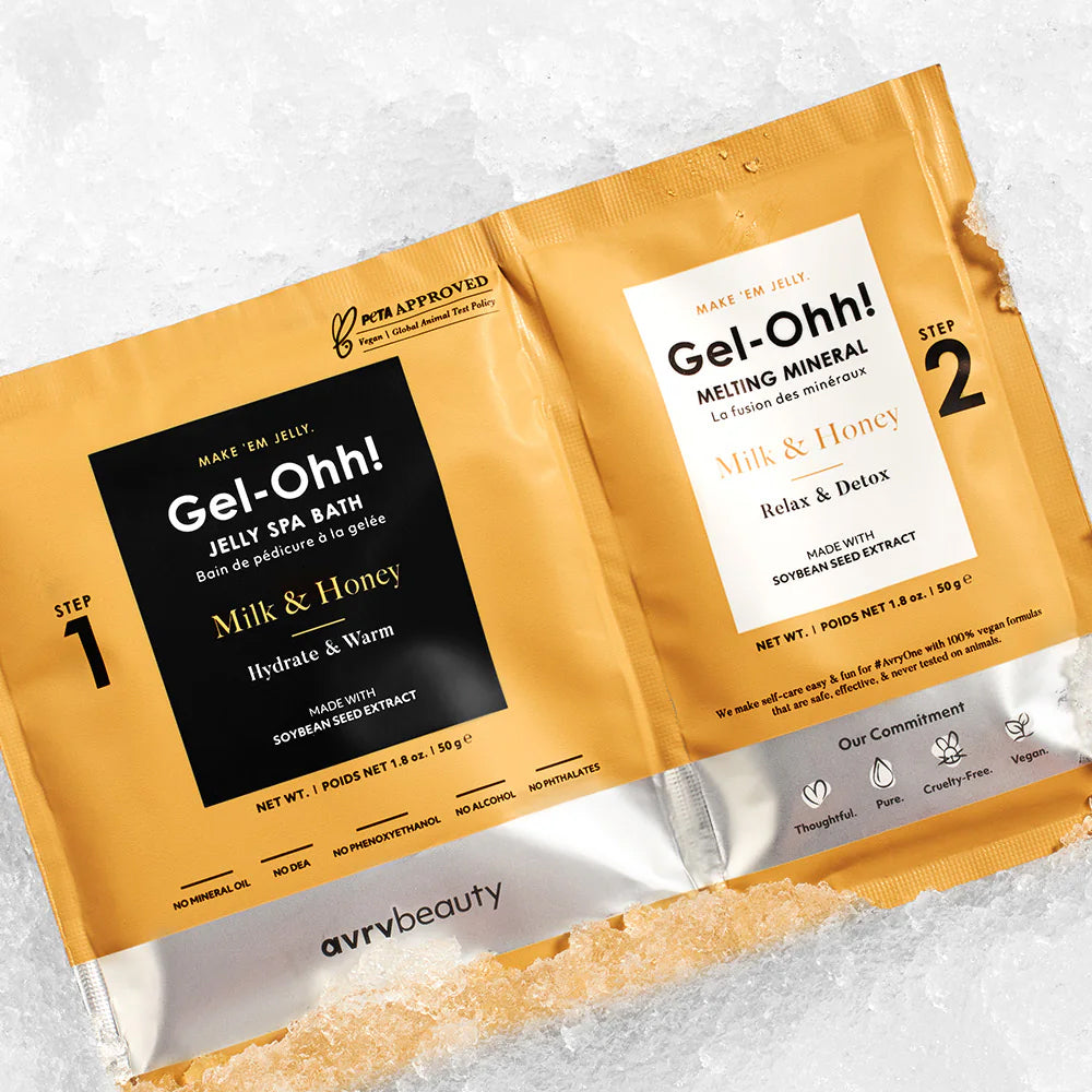 Avry Beauty Gel-Ohh! Jelly Spa 2-Step Soak & Scrub Pedi Bath - Milk & Honey