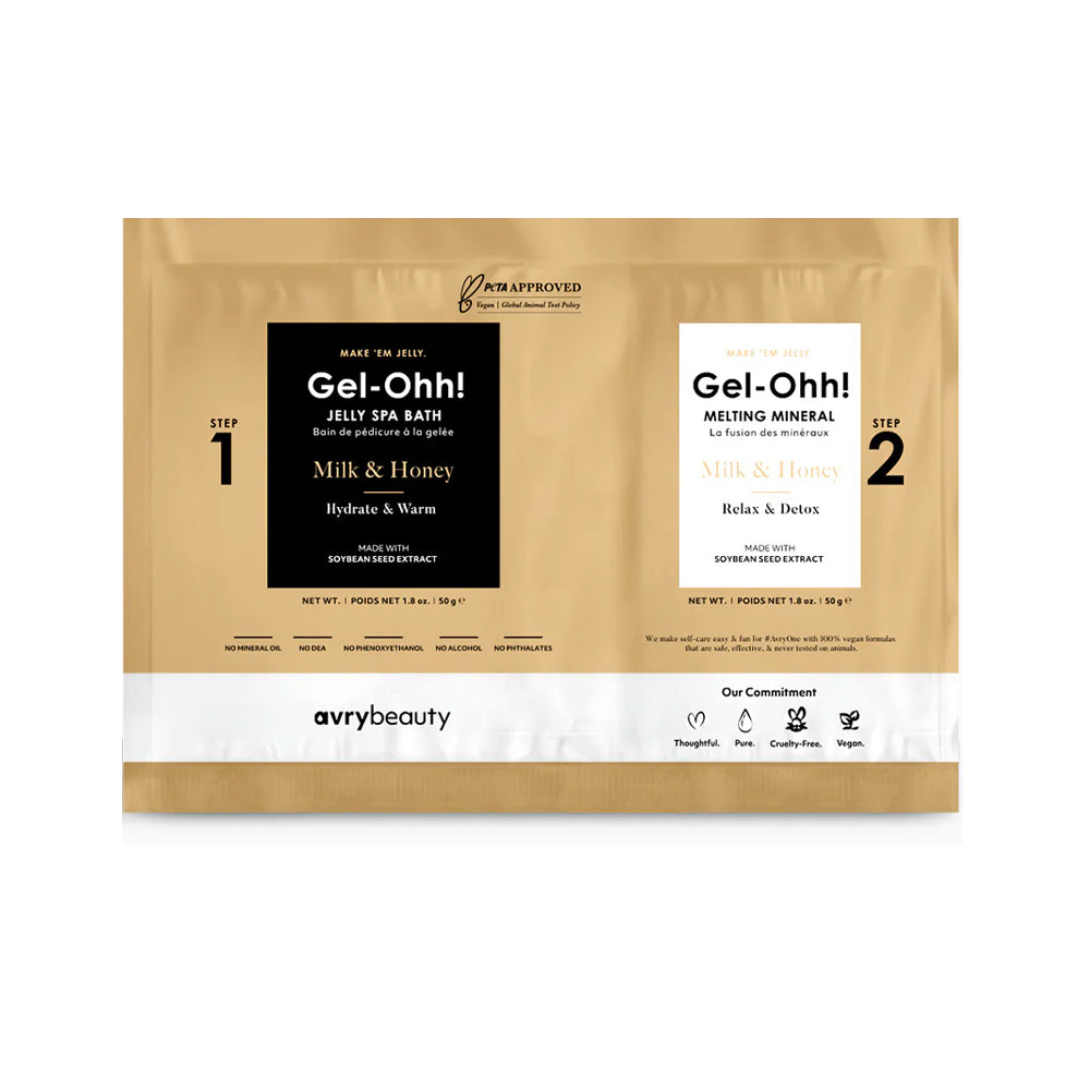 Avry Beauty Gel-Ohh! Jelly Spa 2-Step Soak & Scrub Pedi Bath - Milk & Honey