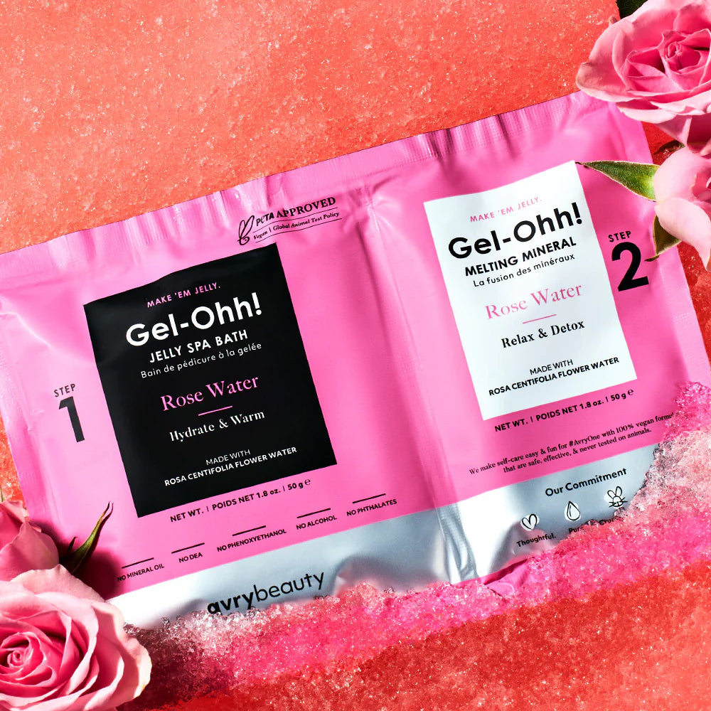 Avry Beauty Gel-Ohh! Jelly Spa 2-Step Soak & Scrub Pedi Bath - Rose Water