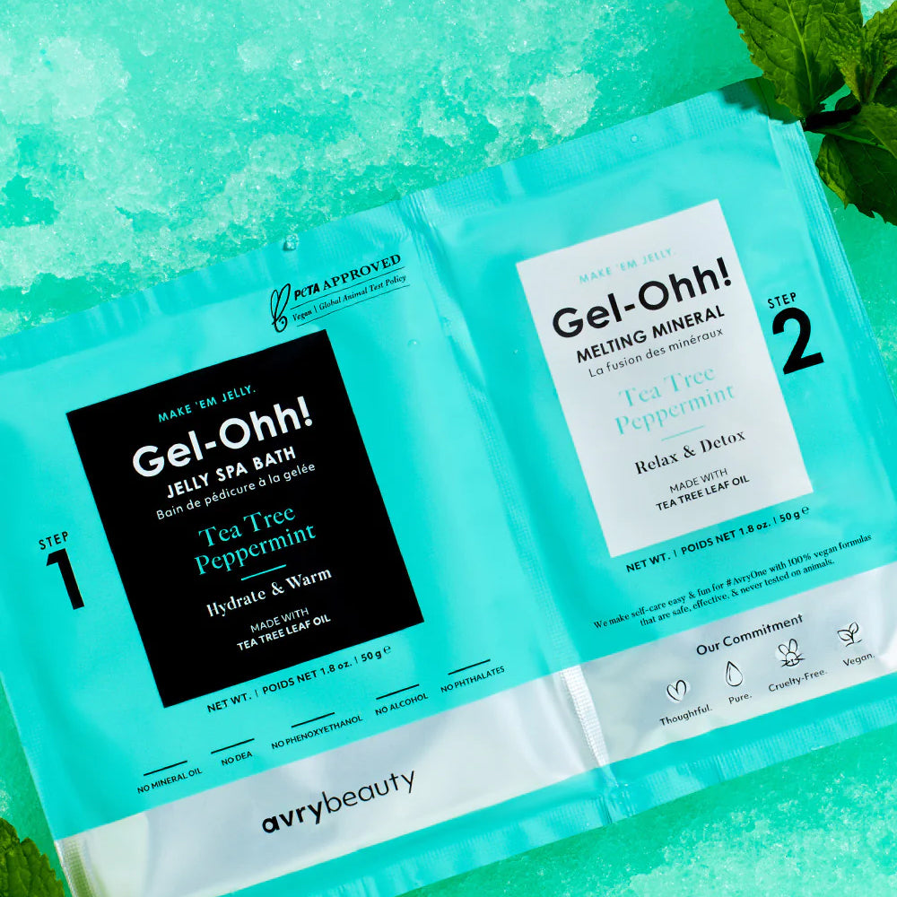 Avry Beauty Gel-Ohh! Jelly Spa 2-Step Soak & Scrub Pedi Bath - Tea Tree & Peppermint