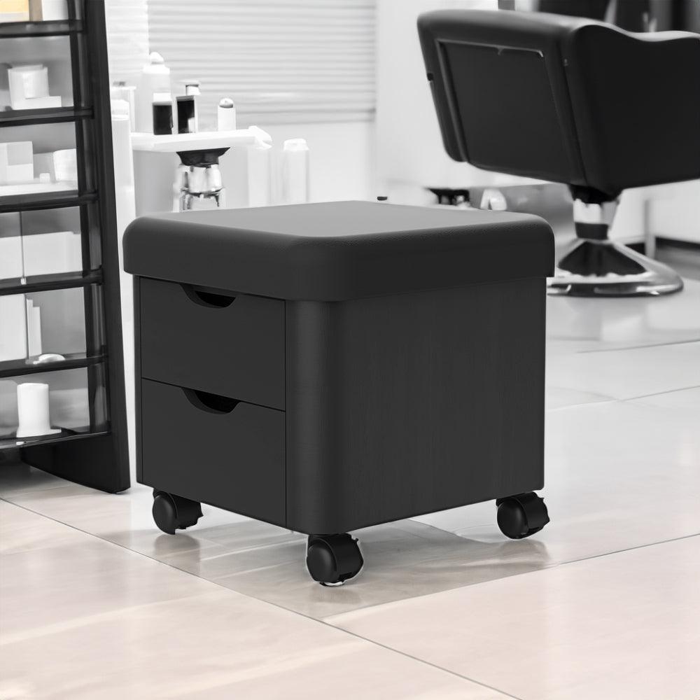 Barneys 2 Drawer Pedicure Utility Stool - Black