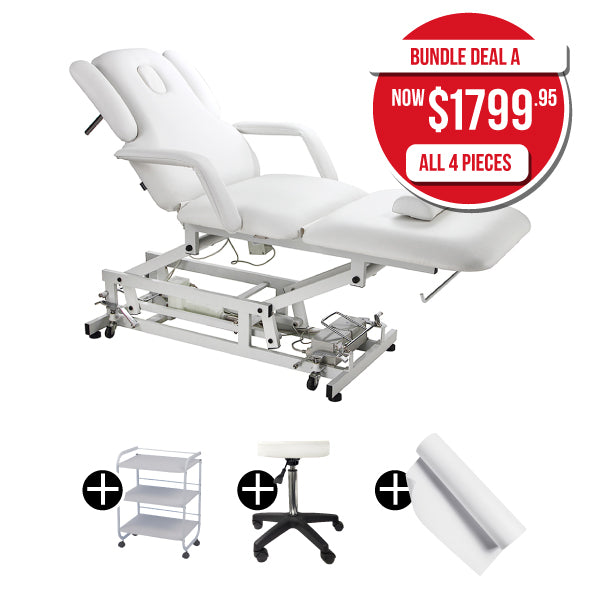 Barneys York Electric Adjustable Treatment Table with Foot control & Bed Roll Holder - Package Deals