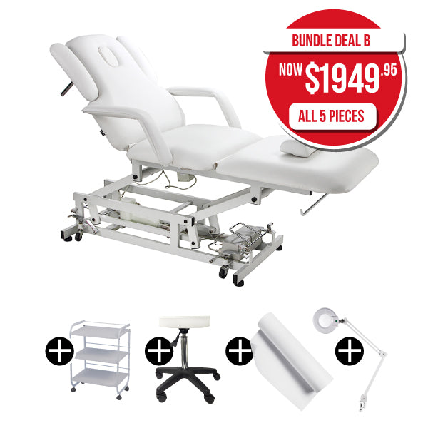 Barneys York Electric Adjustable Treatment Table with Foot control & Bed Roll Holder - Package Deals