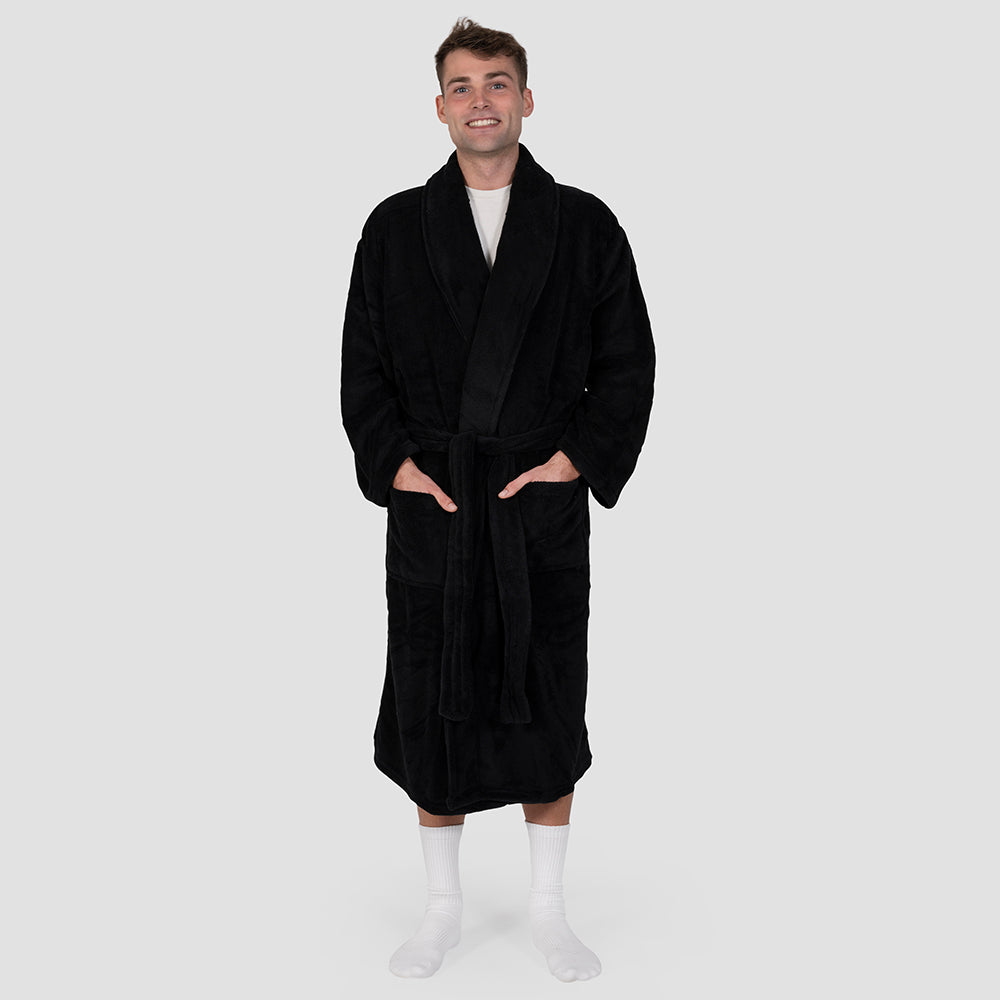 Bambury Microplush Bath Robe S/M - Black