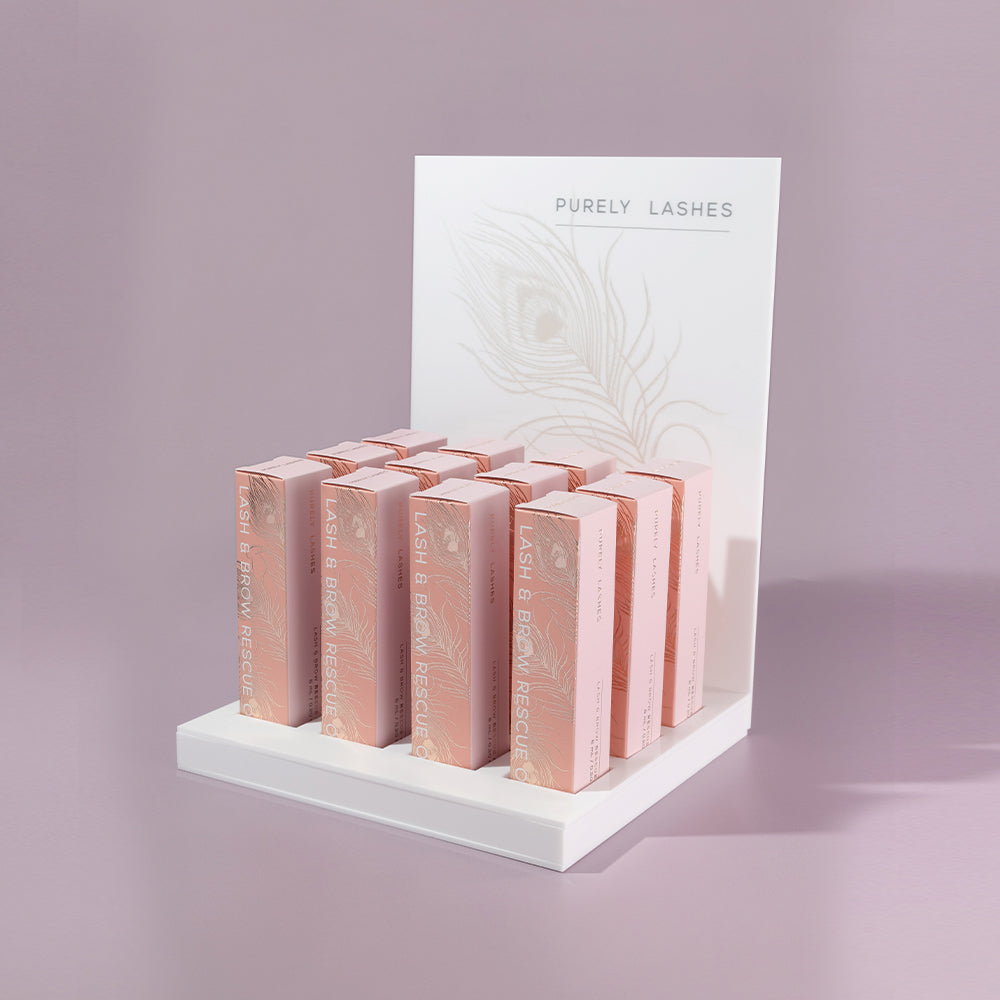 Purely Lashes Display Stand - Including Lash & Brow Rescue Oils - 12 Pieces