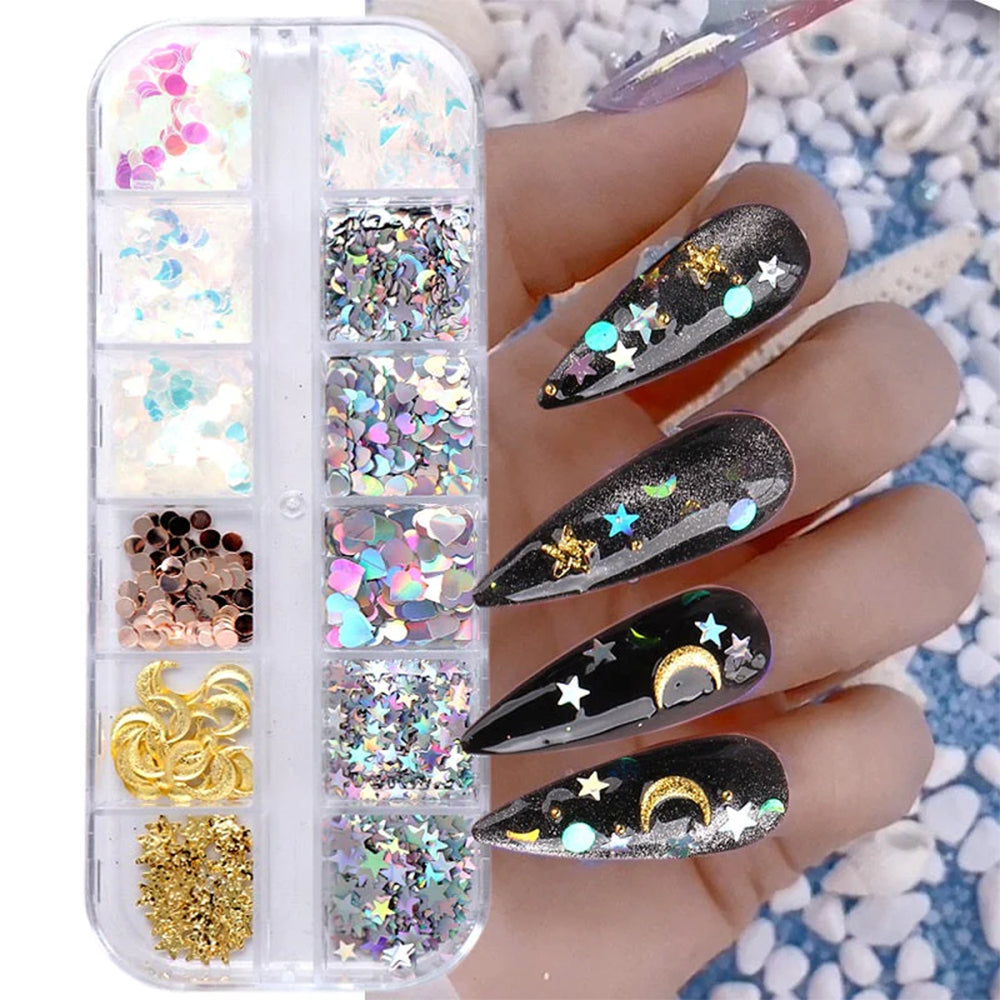NSI Mix Glitter Flakes Sequins Nail Art Tray