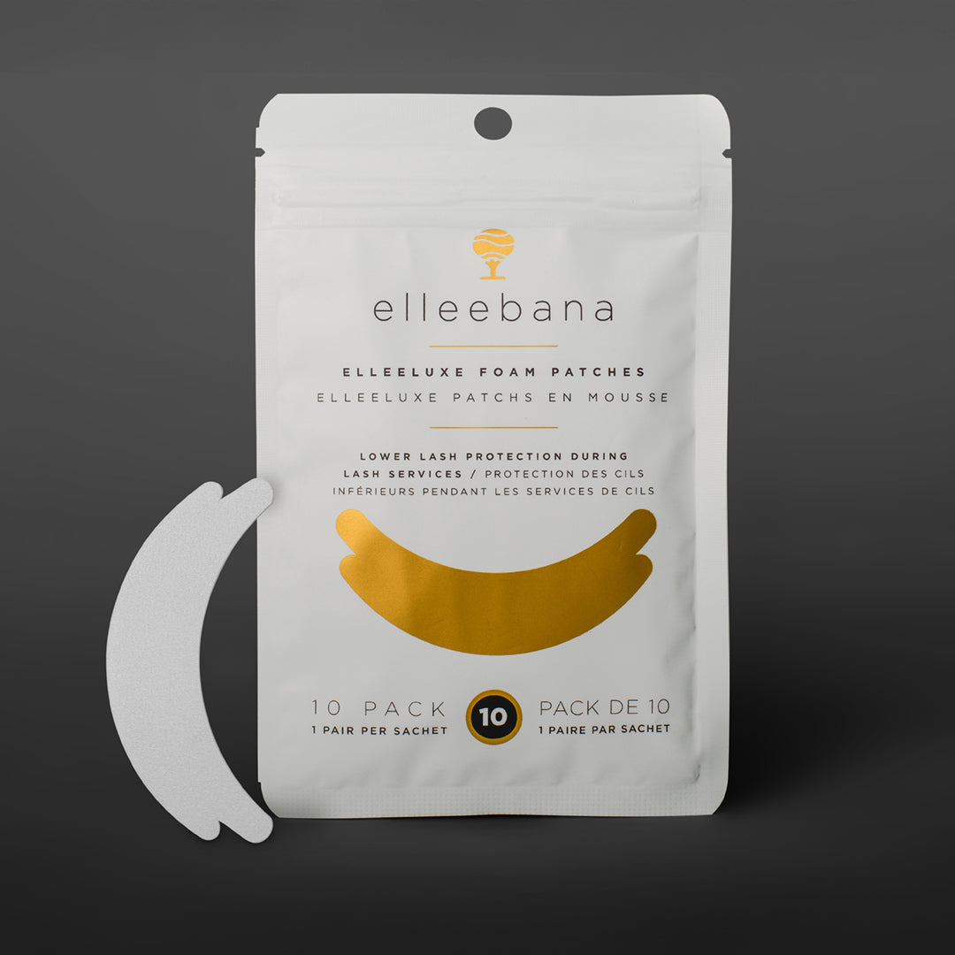 Elleebana eyelash extension packaging on a dark background