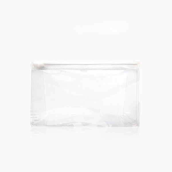 Barneys Transparent Cosmetic Bag - Clear/White Slide Lock - Med - 10 Pieces