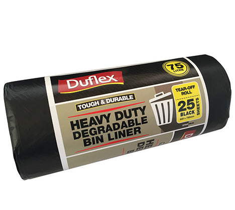 Duflex - Bin Liner 75L Black - Heavy Duty & Degradable