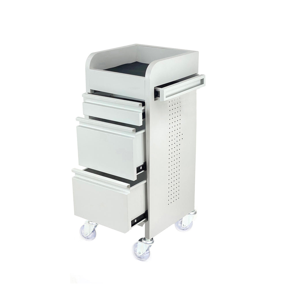 Joiken Fusion 4 Drawer Trolley with Clear Castor Wheels - White