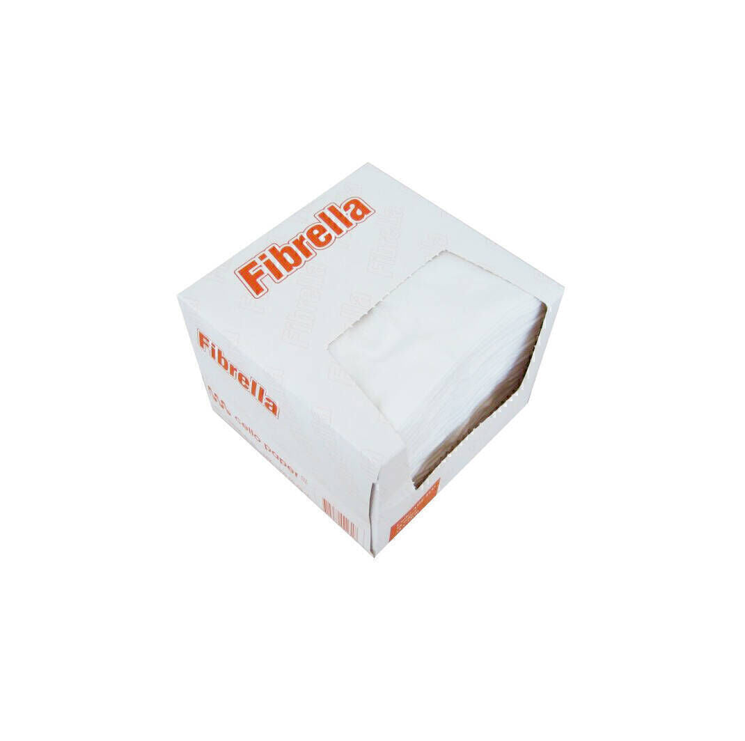 A white cardboard box of Fibrella wound dressing, featuring orange branding and a clear plastic window showing the white gauze inside, set against a plain white background.