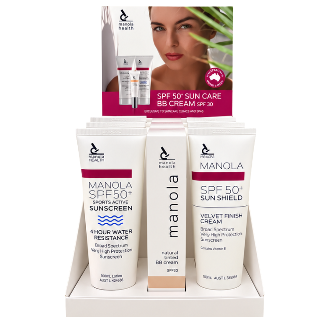 Manola Sunscreen & BB Cream - 10 Pack with counter display