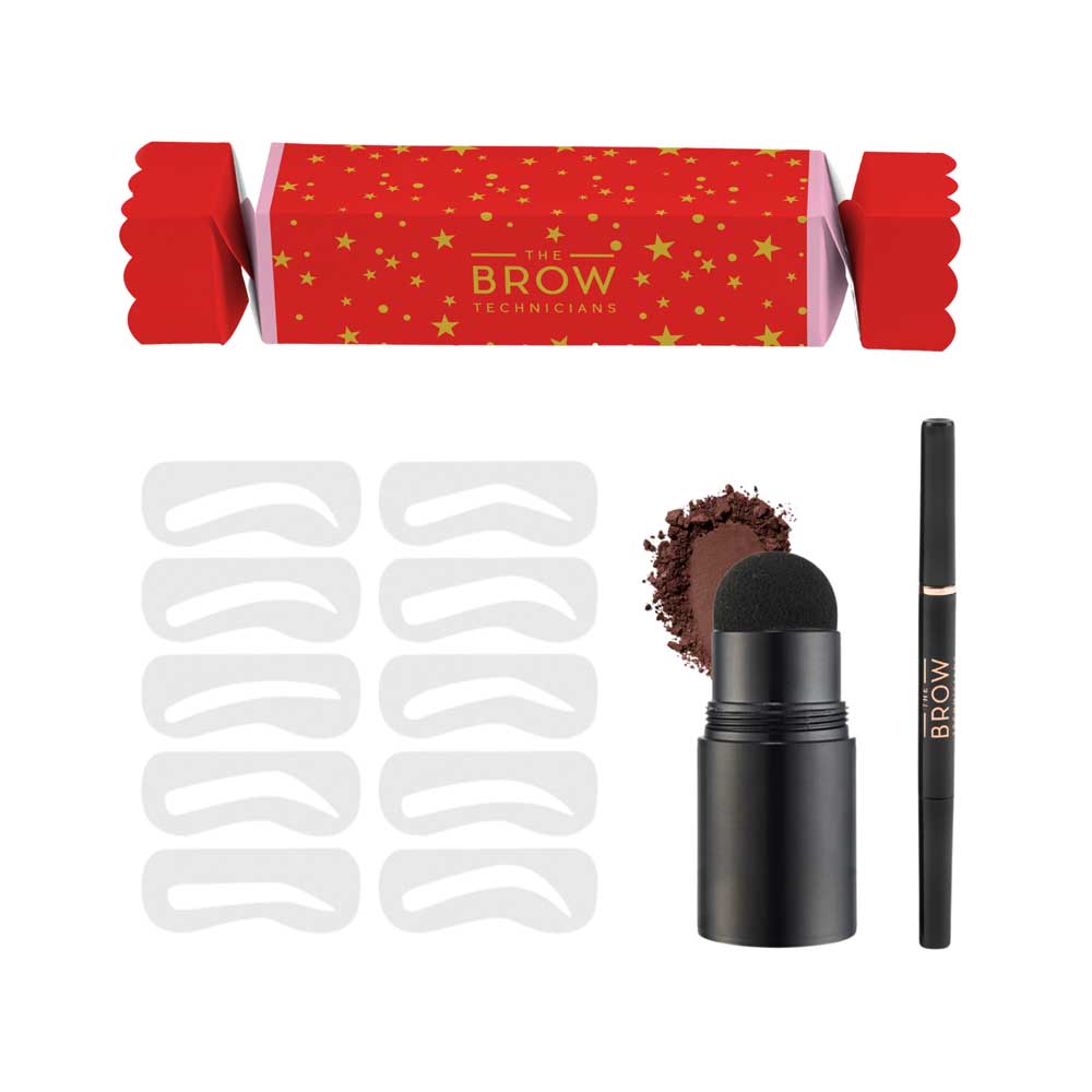 The Brow Technicians Flawless Brows Duo - Medium Brown Eyebrow Stamp Kit & Dark Chocolate Waterproof Pencil Gift Pack