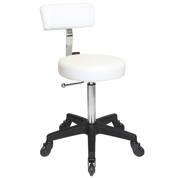 Joiken Sprint Stool - Black Base - Click'n'Clean Castor Wheels - White