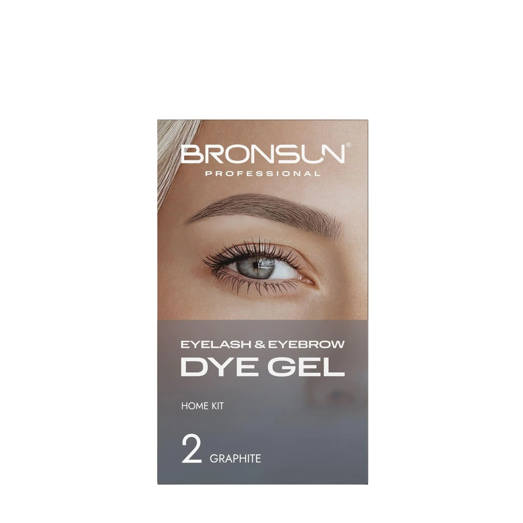 BRONSUN Hybrid Lash and Brow Gel Dye Trial Kit box in Graphite
