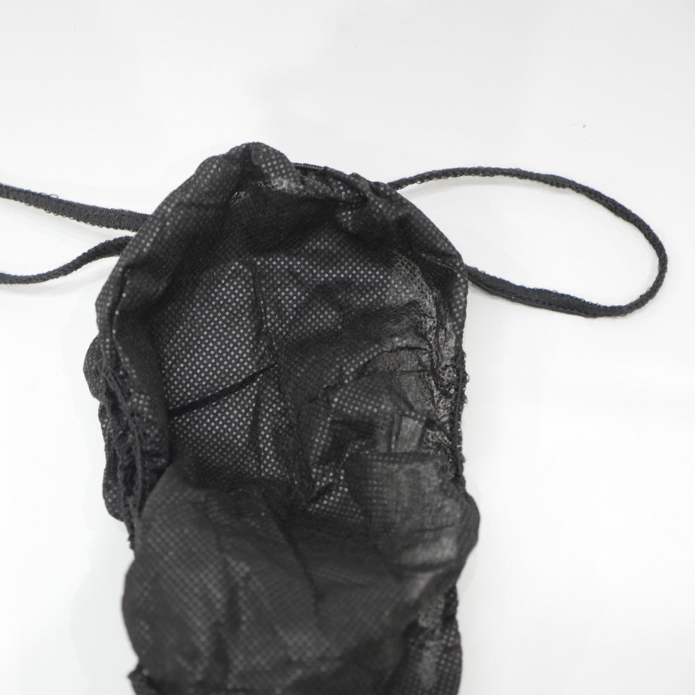 Black drawstring bag on a white background