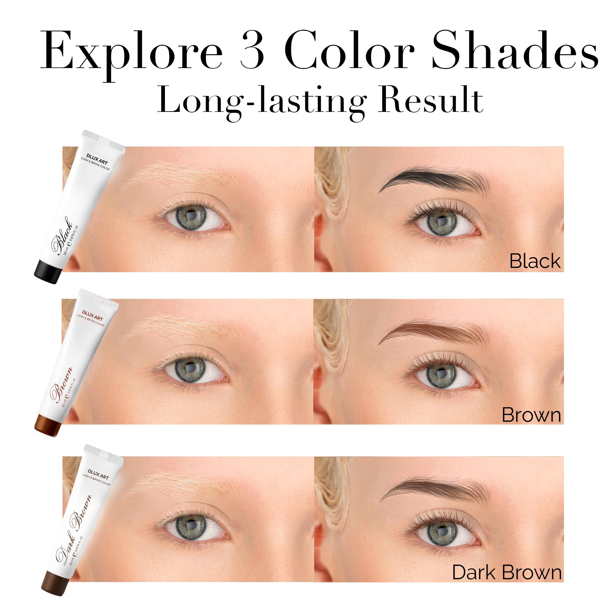 DLUX Pro Art Hybrid Lash and Brow Tint – Available tint shades