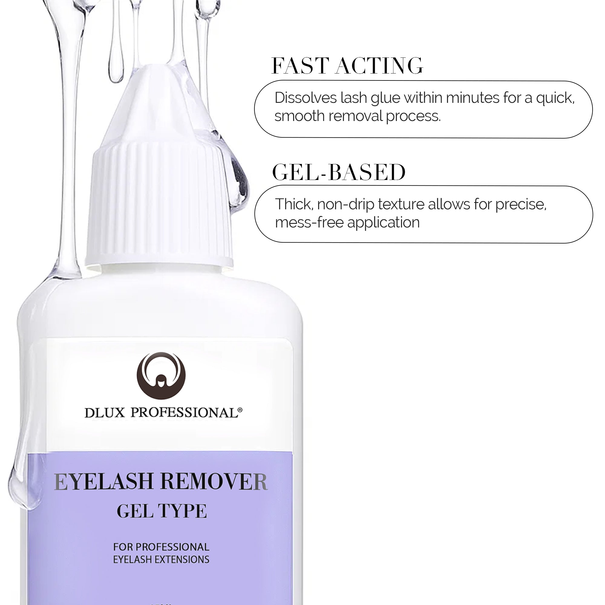 DLUX Pro Gel Glue Remover 15ml – Fast-acting gel formula benefits