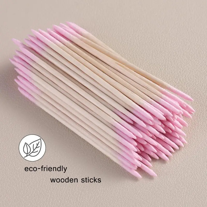 Barneys Pointed Precision Brow Applicator - Double Sided - Pink Tip - 100 Pieces