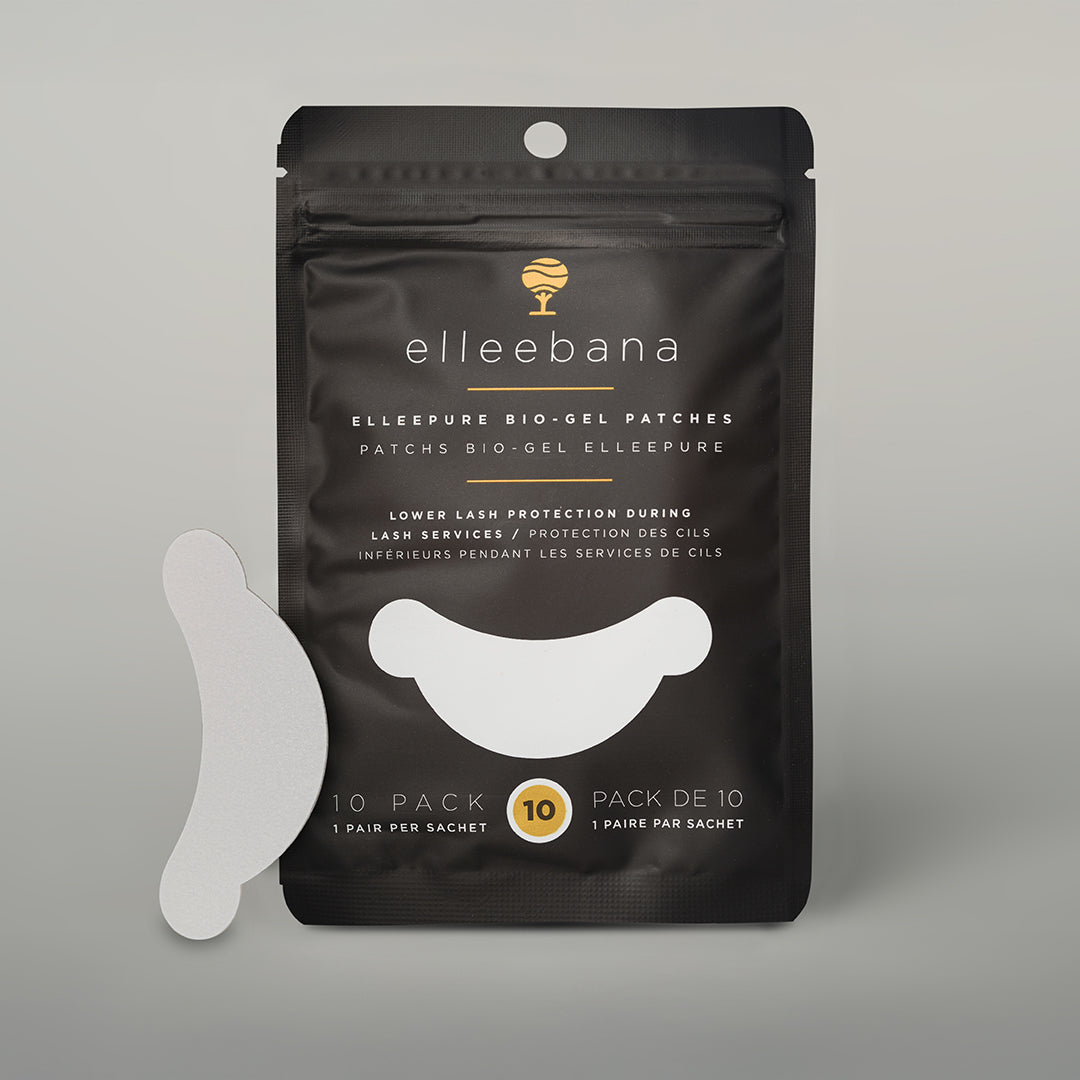 Elleebana bio-gel patches packaging on a gray background