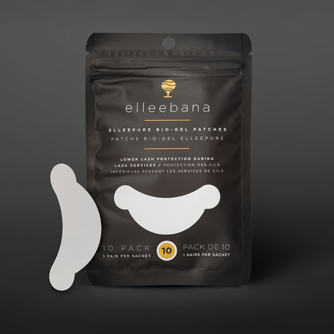 Elleebana bio-gel patches packaging with two patches on a dark background