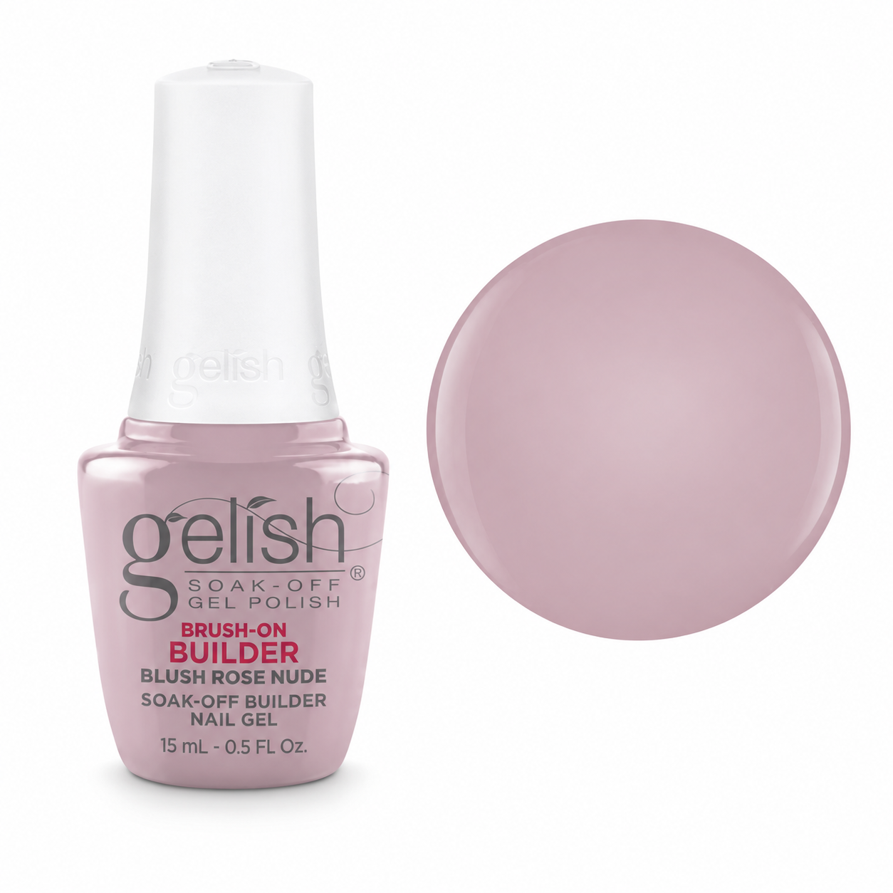Gelish Pro BIAB Brush-On Builder Gel 15ml – Blush Rose Nude bottle and colour swatch