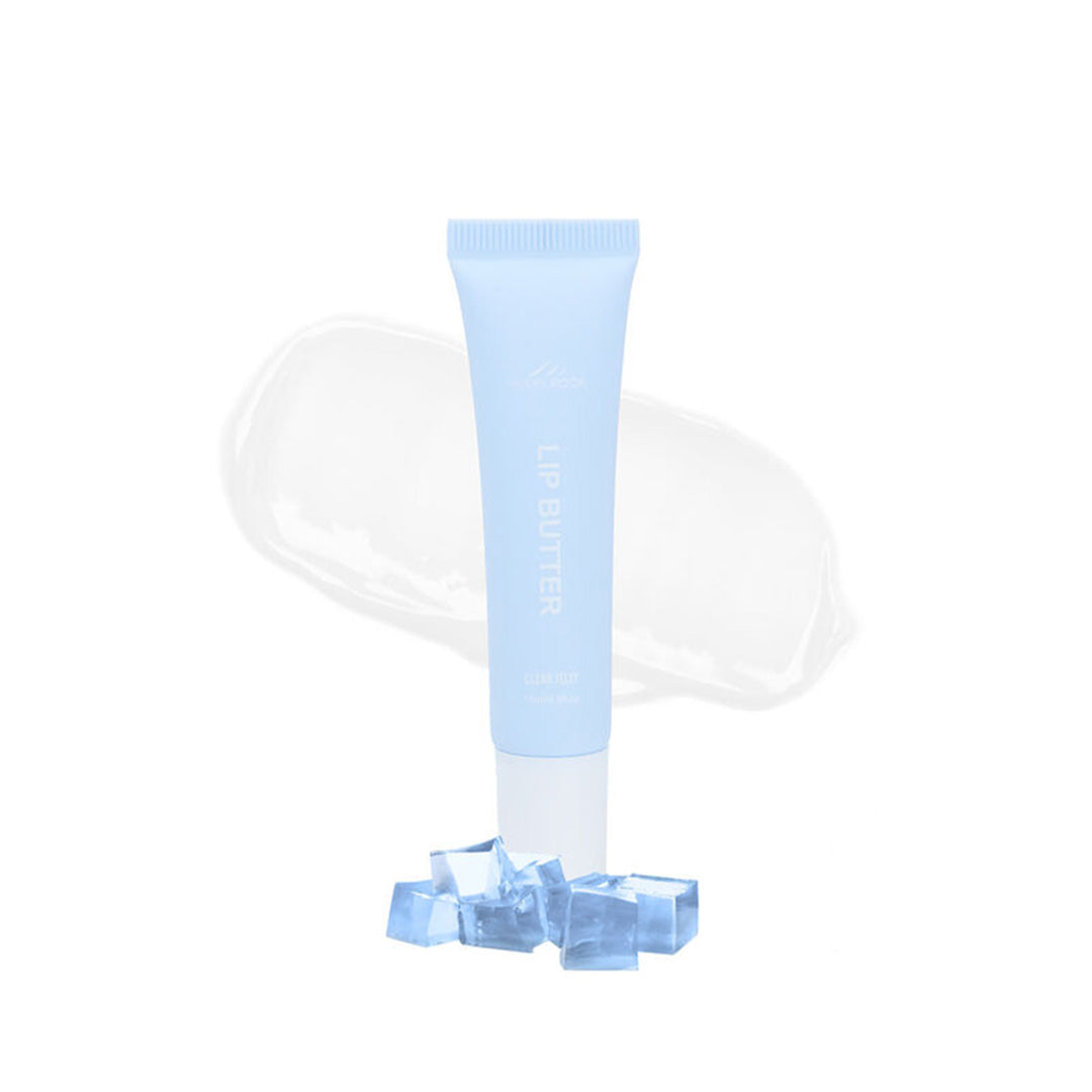 Blue skincare tube with a white cap on a white background