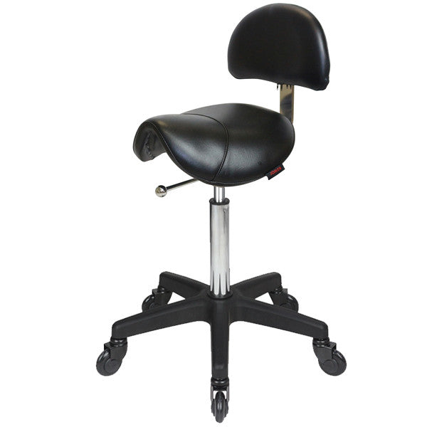 Joiken Saddle Stool - Black Base - Click'n'Clean Castor Wheels - Black