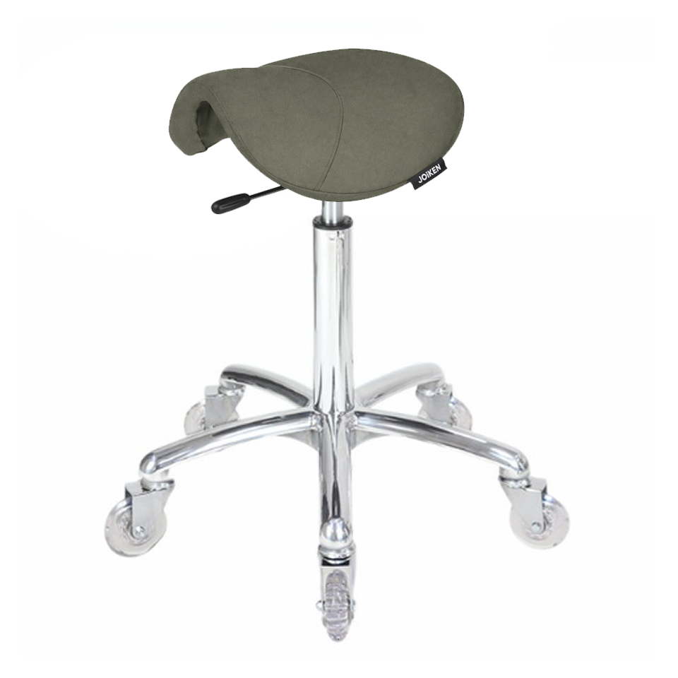Joiken Saddle Stool - No Back - Chrome Base - Forest Green