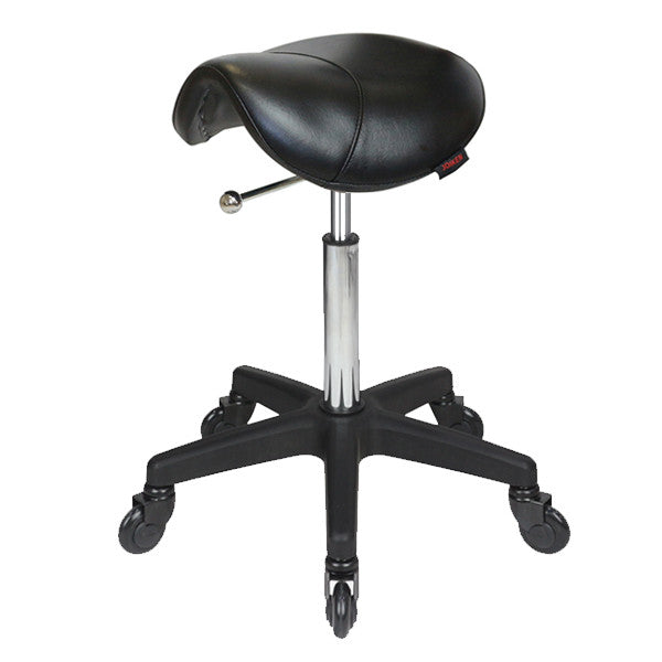 Joiken Saddle Stool - No Back - Black Base - Click'n'Clean Castor Wheels - Black