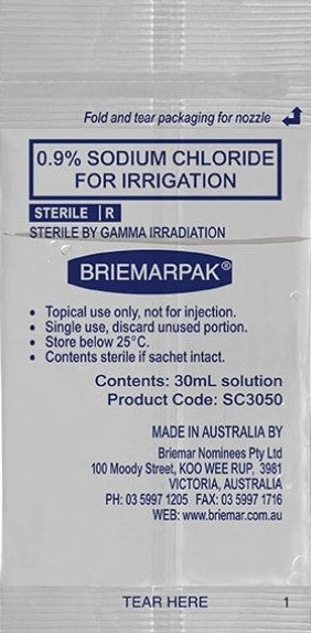 Briemar Saline Solution Sodium Chloride 0.9% 30ml - 75 Sachets