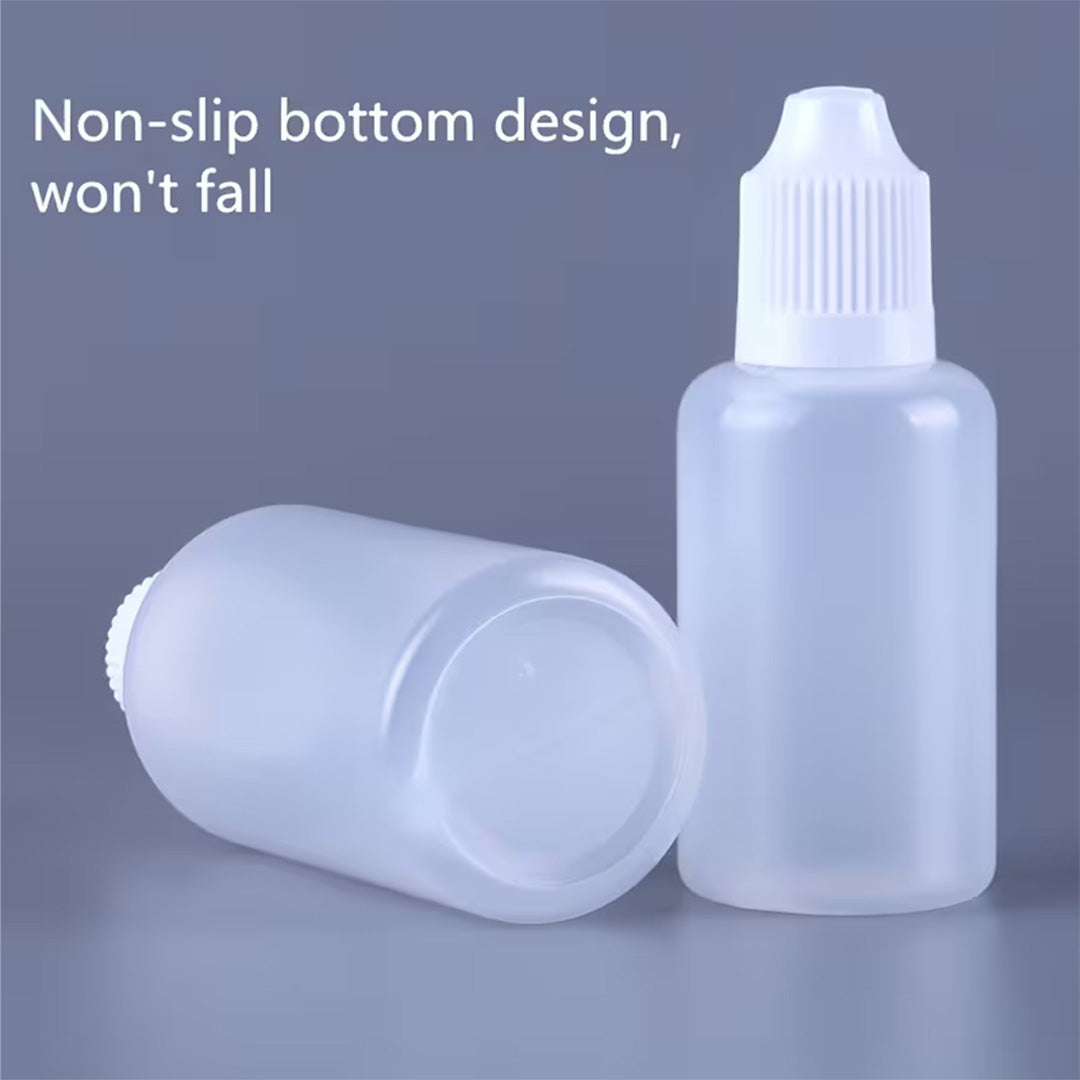 Transparent plastic bottle with white cap on a blue background