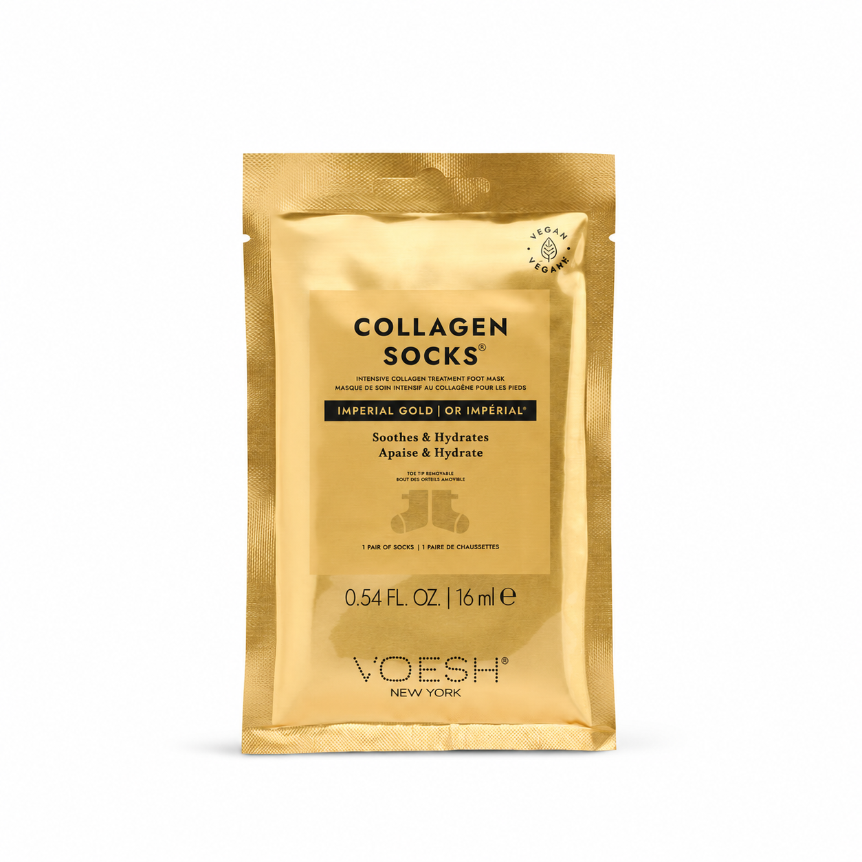 Voesh Collagen Socks with Imperial 24K Gold on a white background