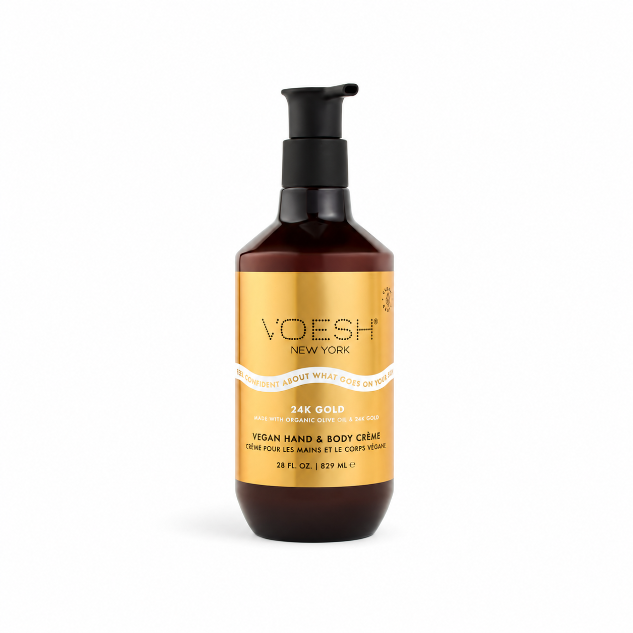 Voesh Vegan Body & Hand Creme - Imperial 24K Gold - 829ml on a white background
