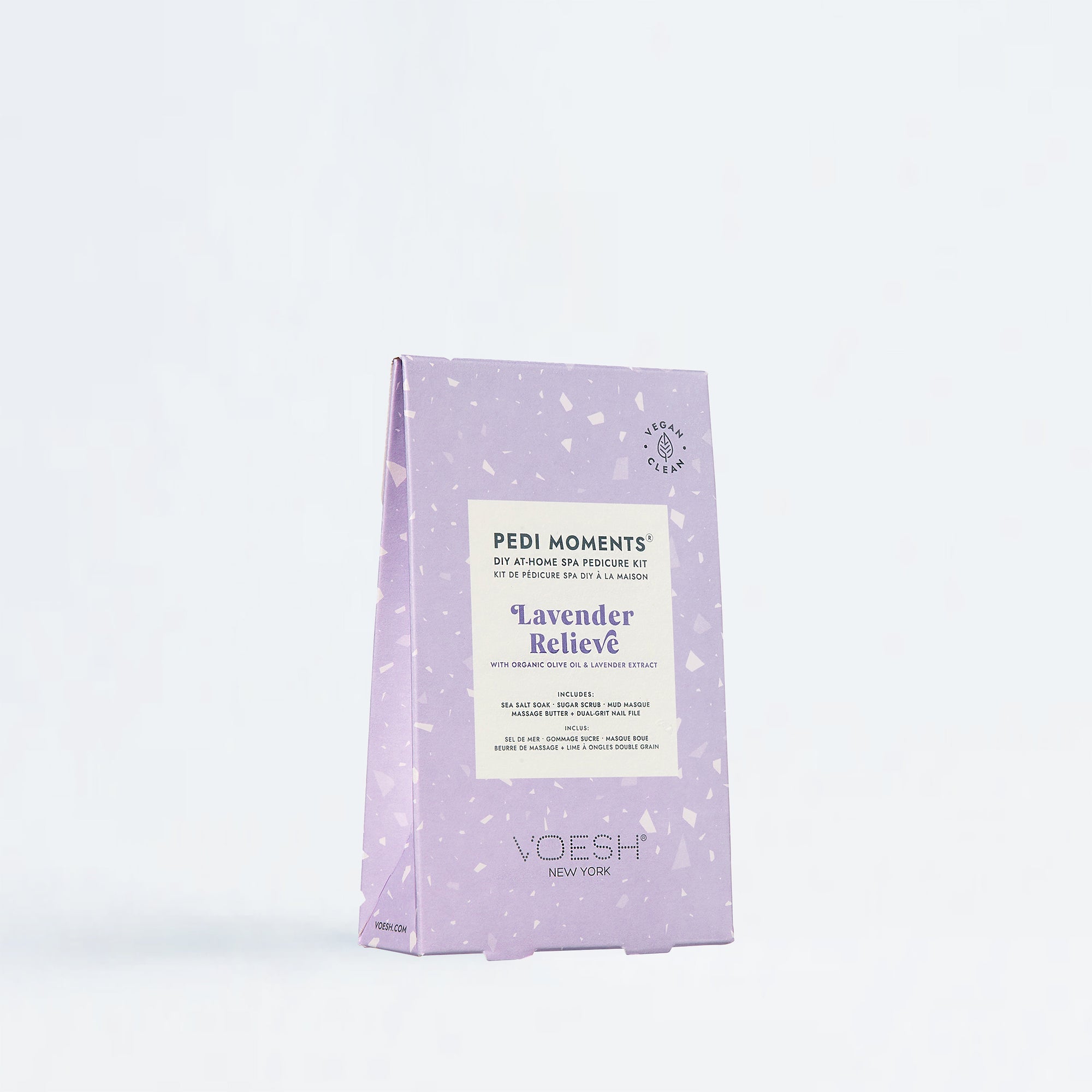 VOESH lavender pedicure kit packaging on a white background