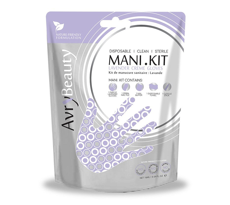 Avry All-In-One Disposable MANI Kit with Lavender Gloves