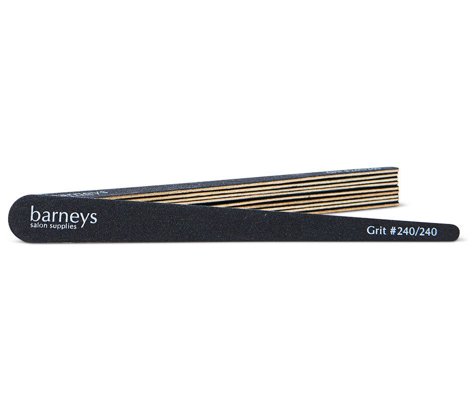Barneys Disposable Tapered Black Nail Files -  #240/240 Grit - 10 Pieces