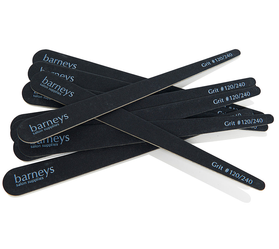 Barneys Disposable Tapered Black Nail File #120/240 Grit - 10 Pieces