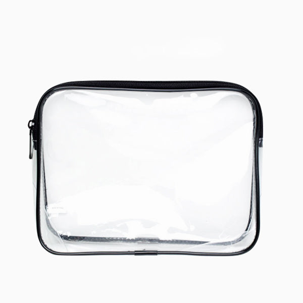 Barneys Transparent Cosmetic Bag Black Trim & Zip - Pack of 10