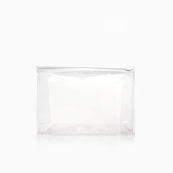 Barneys Transparent Cosmetic Bag - Clear/White Slide Lock - Sm - 10 Pieces