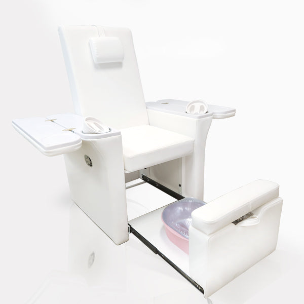 Barneys Mani & Pedi Spa Treatment Chair White Upholstery - No Plumbing - Package Deals