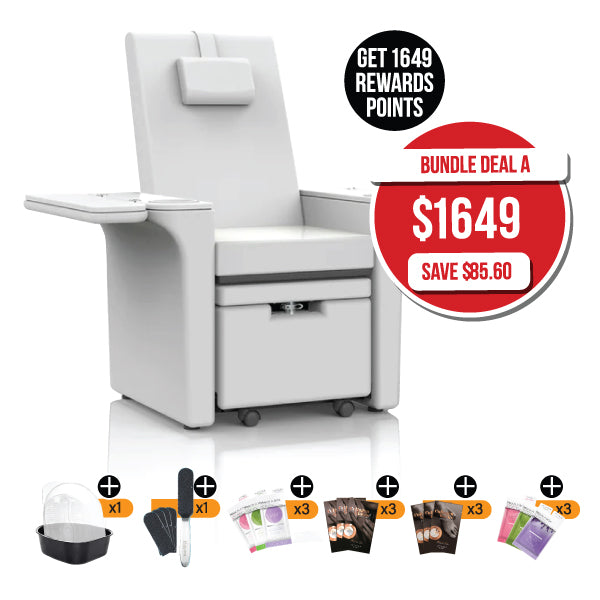 Barneys Mani & Pedi Spa Treatment Chair White Upholstery - No Plumbing - Package Deals