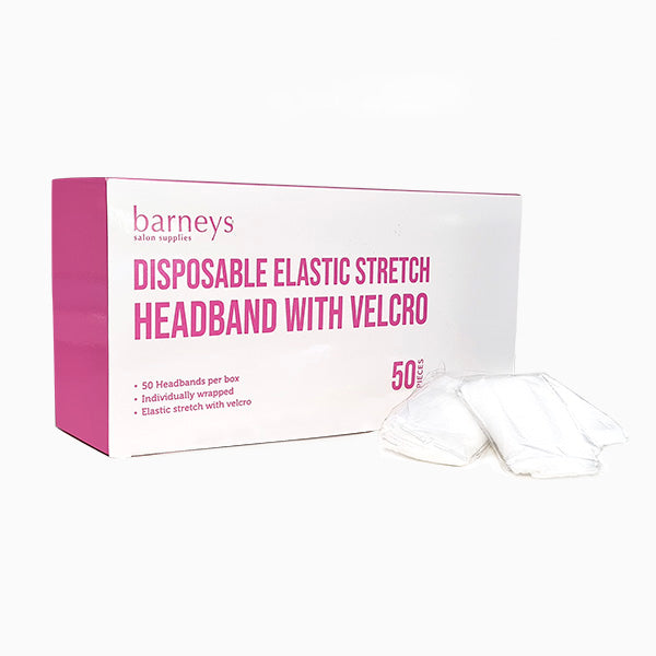 Barneys Disposable Stretch Headband with Velcro - Box of 50