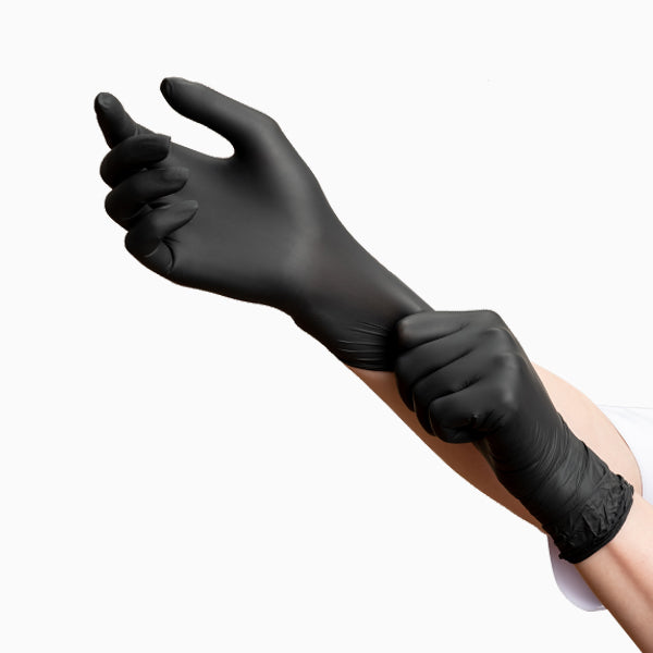 Barneys Nitrile Disposable Gloves Powder Free - Black - Medium - 100 Pieces