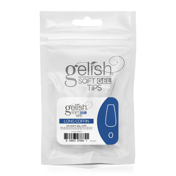 Gelish Soft Gel Tips 50PC Refill Pack - Long Coffin - Size 0 - 8