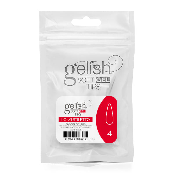 Gelish Soft Gel Tips 50PC Refill Pack - Long Stiletto - Size 0 - 8