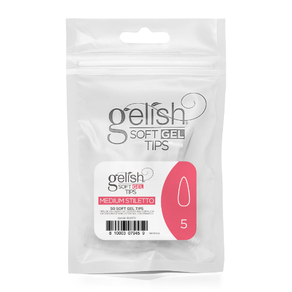 Gelish Soft Gel Tips 50 PC Refill Pack - Medium Stiletto - Size 0-8