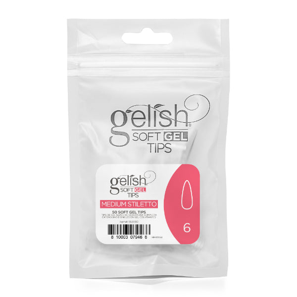 Gelish Soft Gel Tips 50 PC Refill Pack - Medium Stiletto - Size 0-8